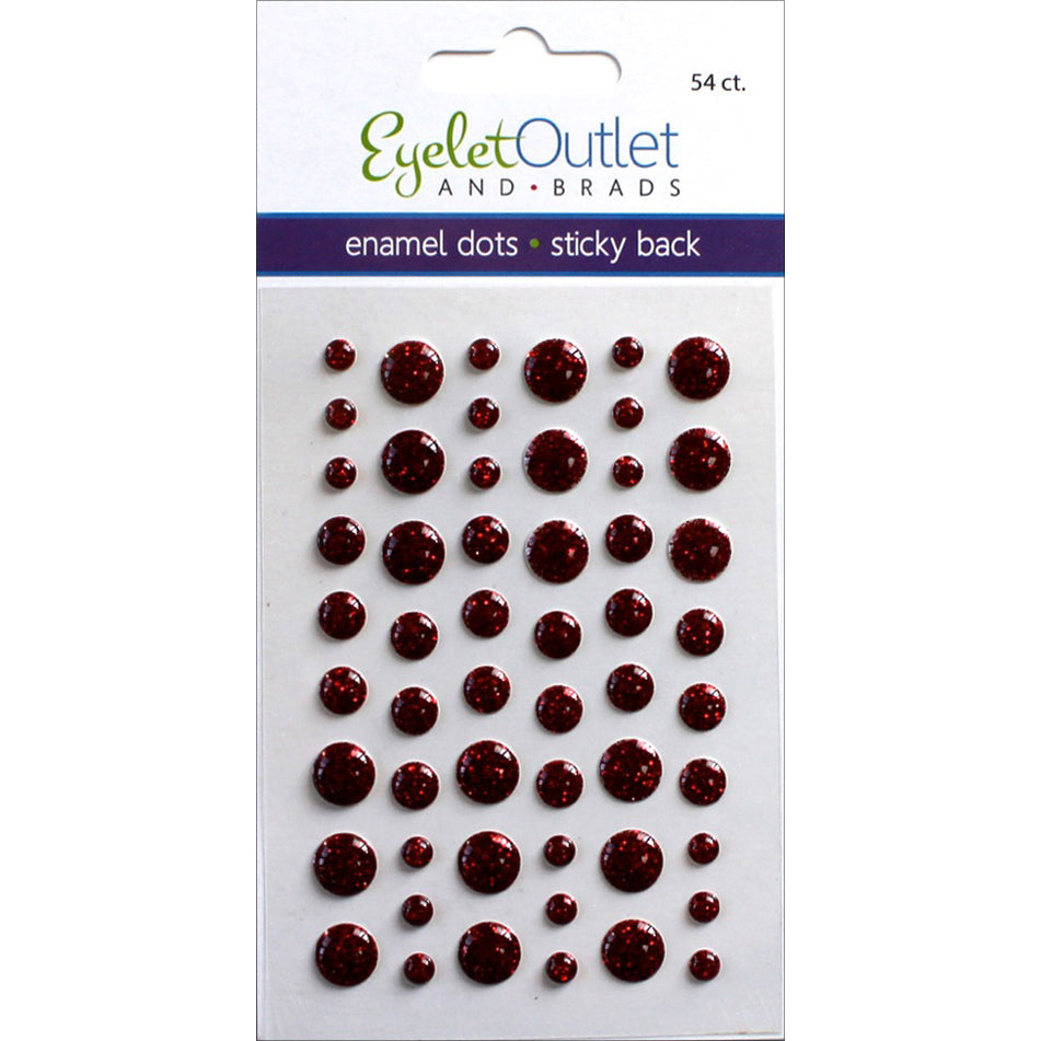 Eyelet Outlet Adhesive-Back Enamel Dots 54/Pkg Glitter Red