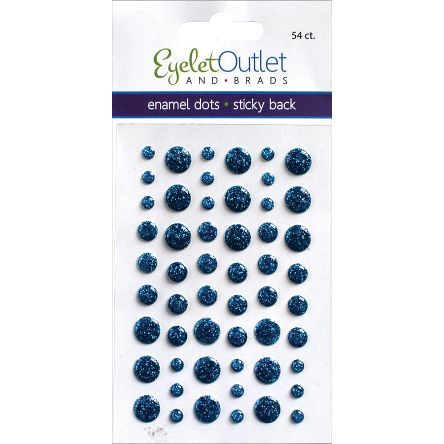 Eyelet Outlet Adhesive-Back Enamel Dots 54/Pkg Glitter Blue