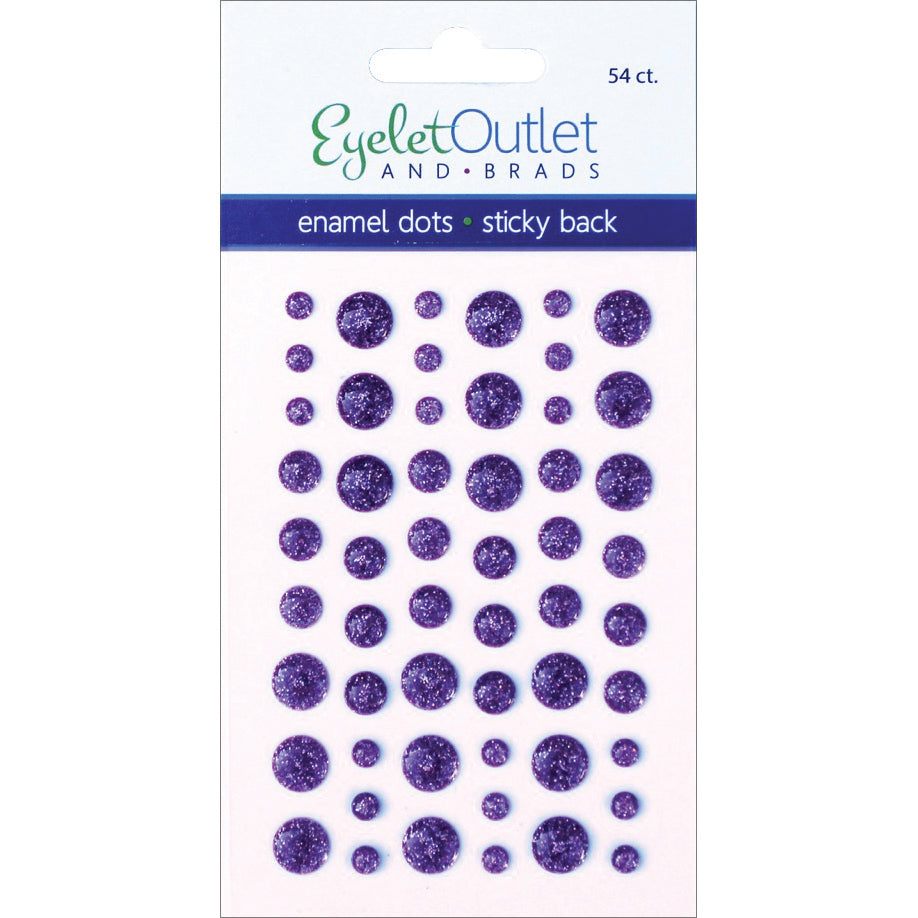 Eyelet Outlet Adhesive-Back Enamel Dots 54/Pkg Glitter Violet