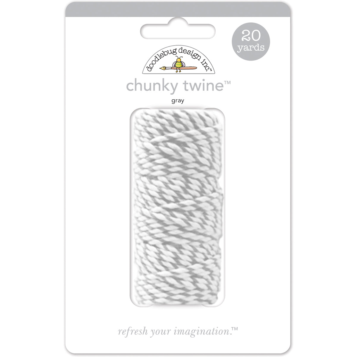 Doodlebug Monochromatic Chunky Twine 20yd Gray
