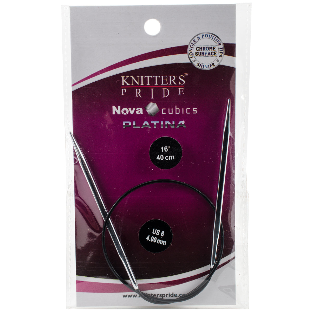 Cubics Platina Fixed Circular Needles 16" Size 6/4mm