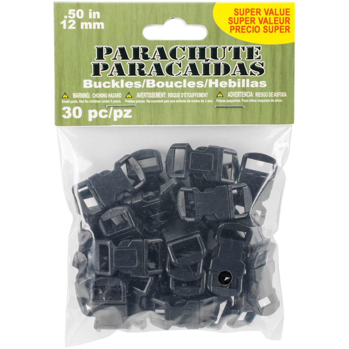 Parachute Cord Buckles 12mm 30/Pkg   