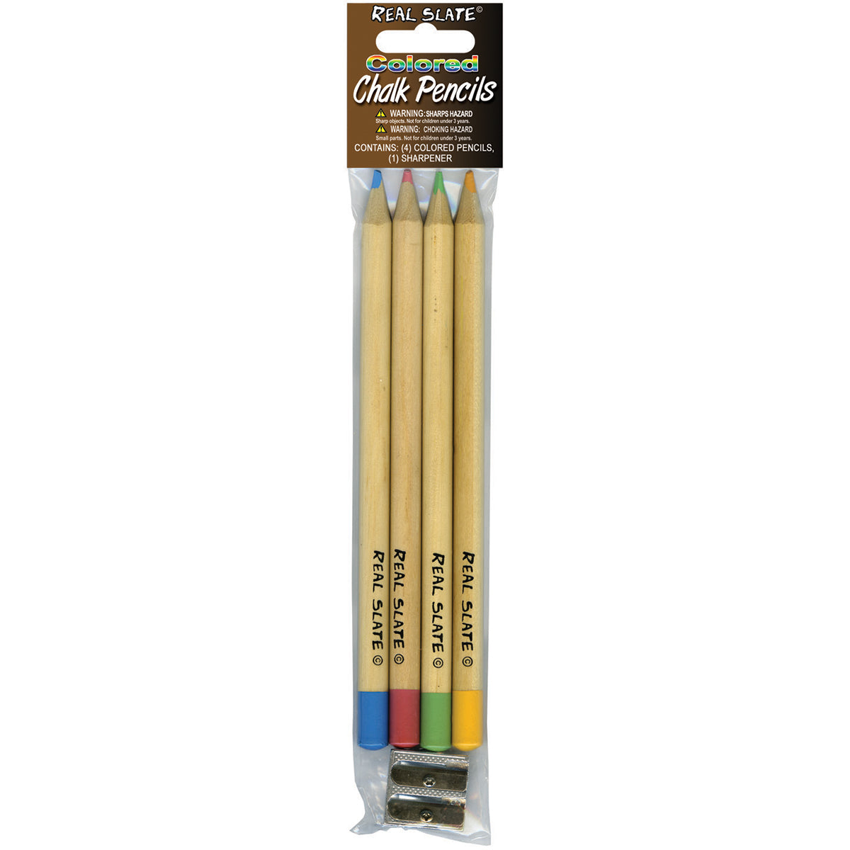 Real Slate Chalk Pencils 5/Pkg W/Sharpener Colored