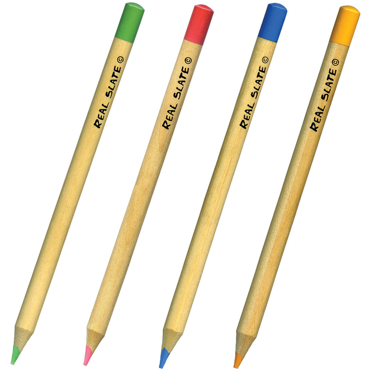 Real Slate Chalk Pencils 5/Pkg W/Sharpener Colored