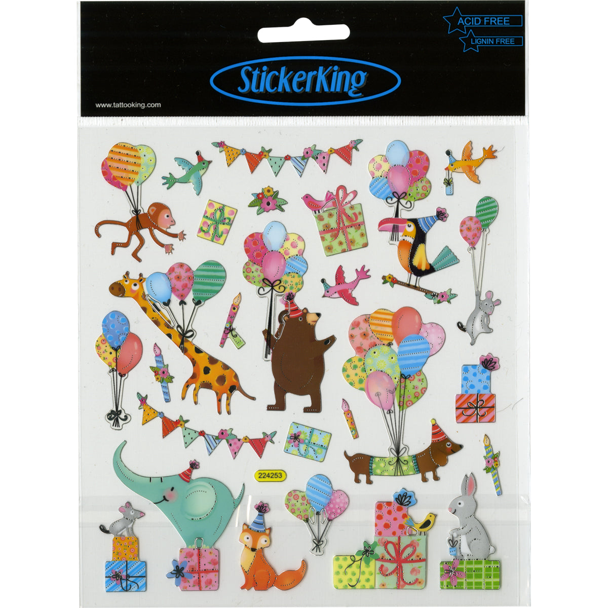 Multicolored Stickers Animal Party