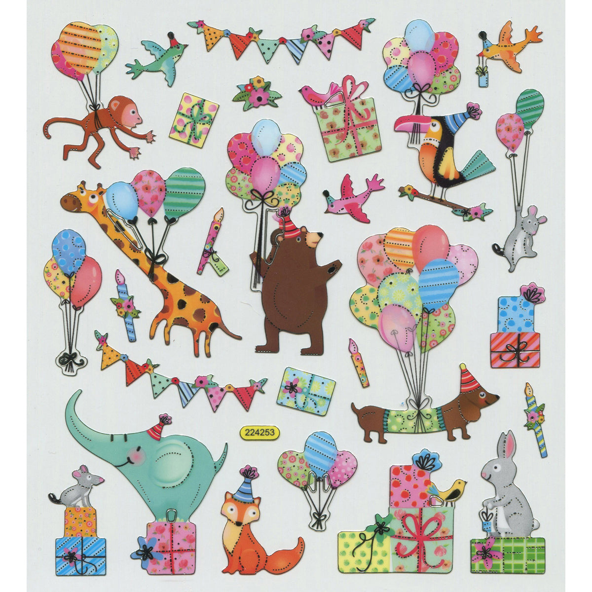 Multicolored Stickers Animal Party