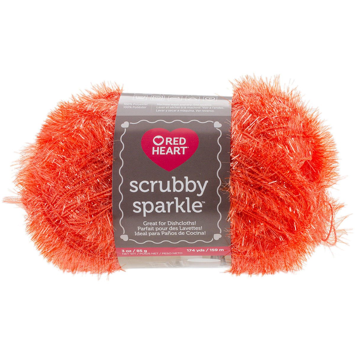 Red Heart Scrubby Sparkle Yarn Orange
