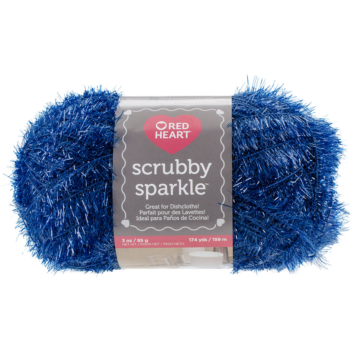 Red Heart Scrubby Sparkle Yarn Blueberry