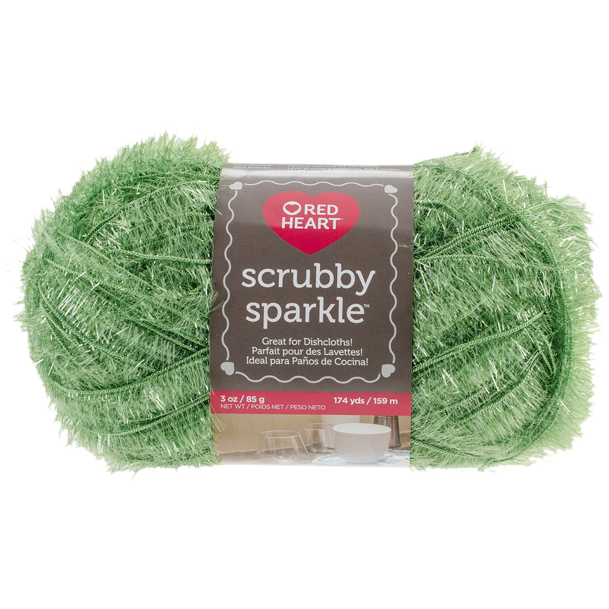 Red Heart Scrubby Sparkle Yarn Avocado