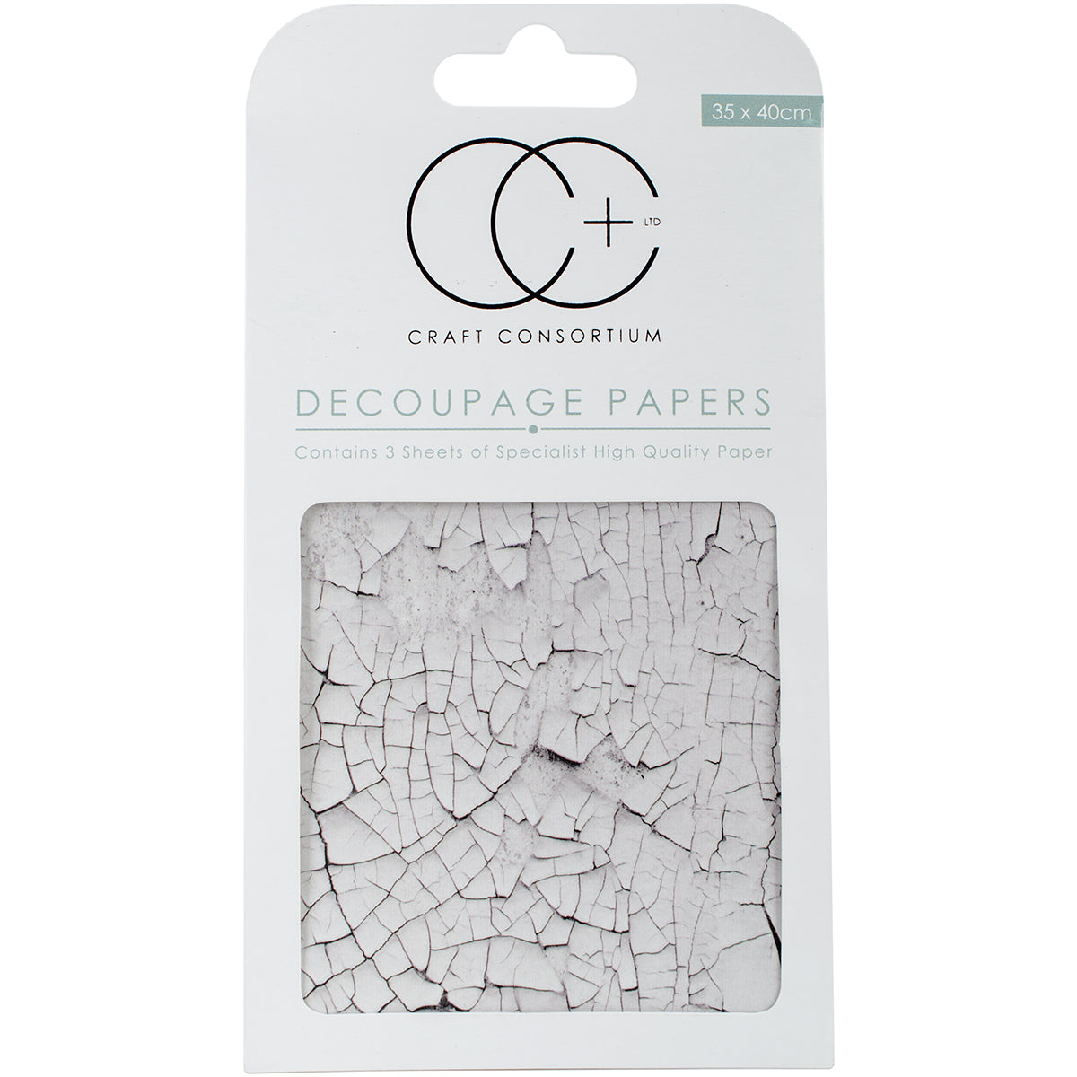 Craft Consortium Decoupage Papers 13.75"X15.75" 3/Pkg White Crack Texture