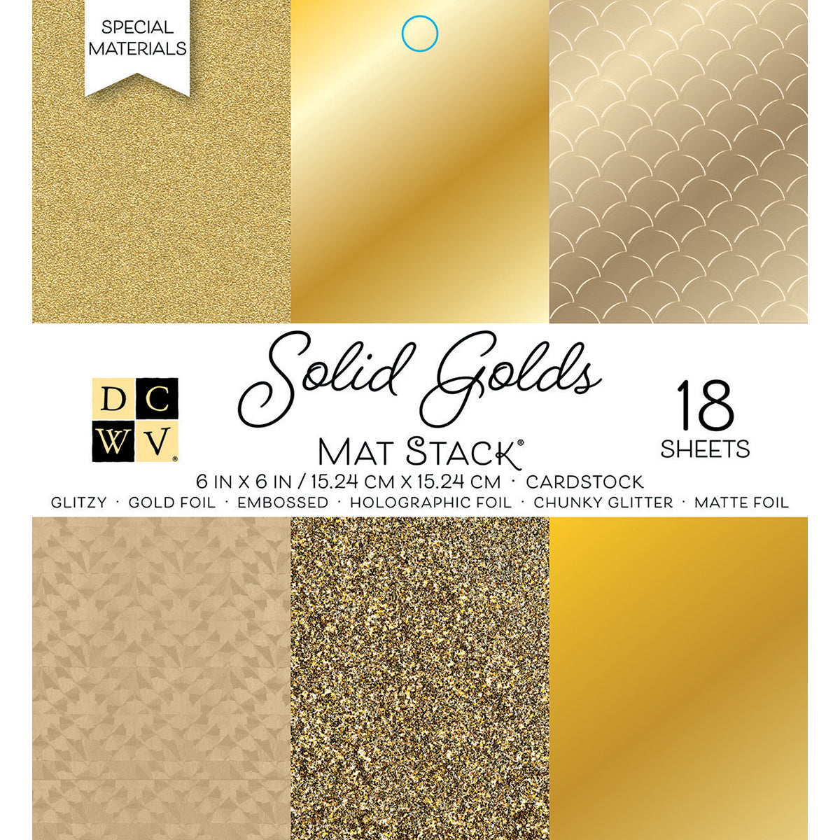 DCWV Cardstock Stack 6"X6" 18/Pkg Golds W/Specialty Finishes