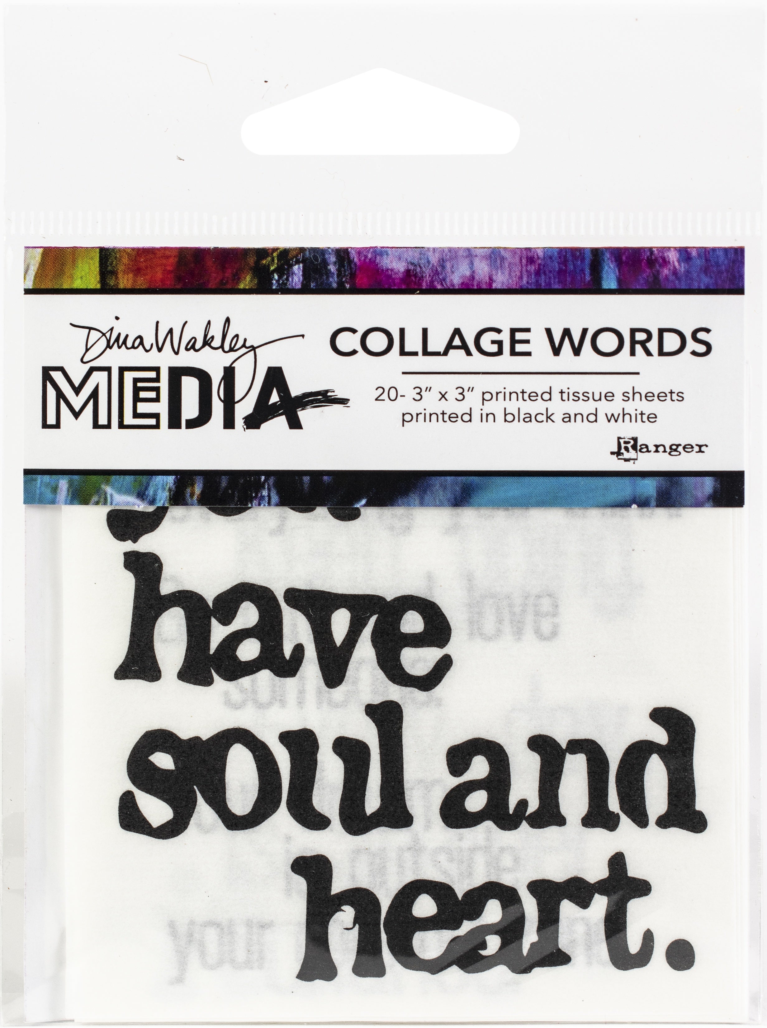 Dina Wakley Media Collage Word Pack 3"X3" 20/Pkg #2