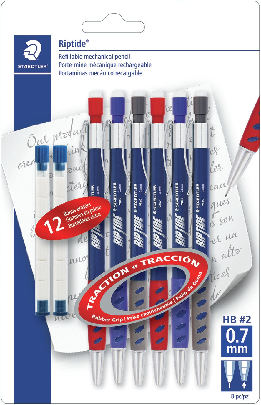 Riptide Automatic Pencils W/Eraser Refills 8/Pkg  