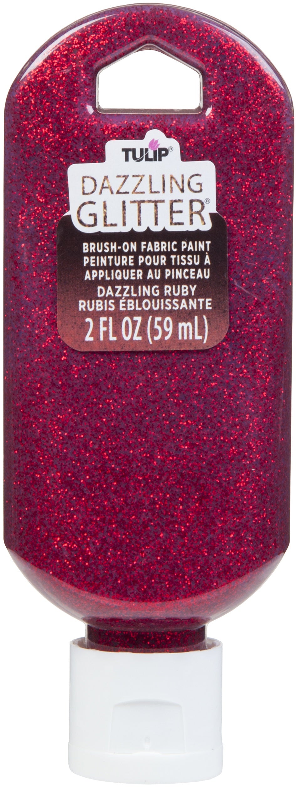 Tulip Dazzling Glitter Brush-On Fabric Paint 2oz Ruby