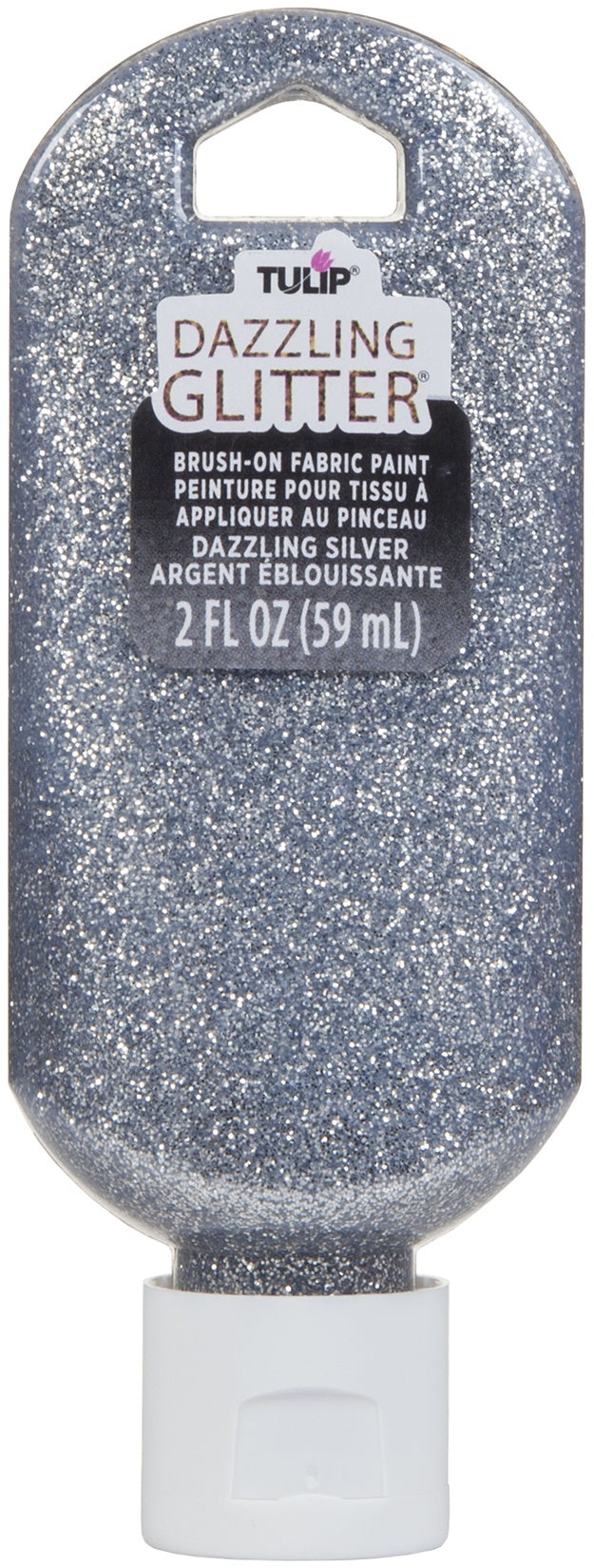 Tulip Dazzling Glitter Brush-On Fabric Paint 2oz Silver