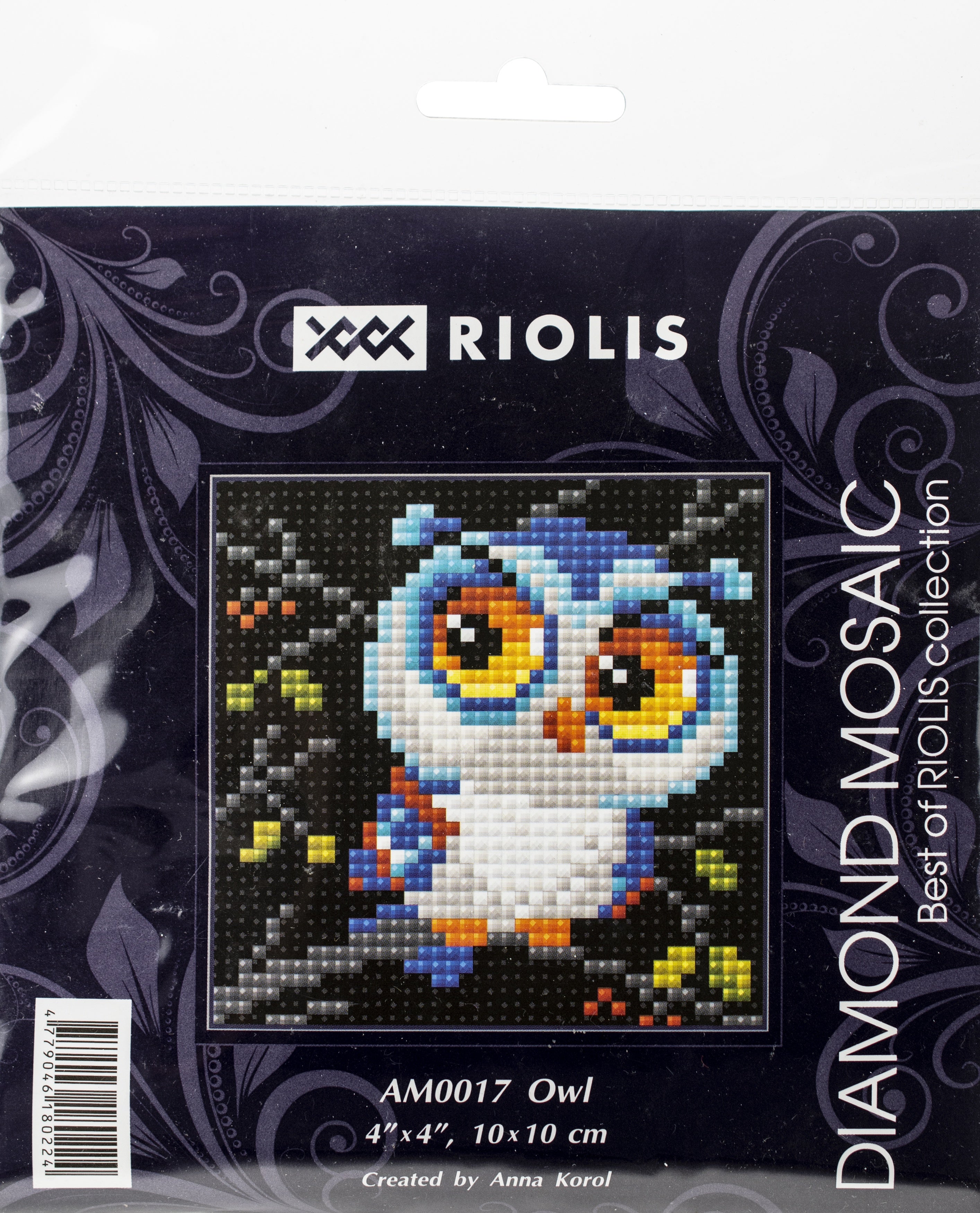 RIOLIS Diamond Mosiac Embroidery Kit 4"X4" Owl