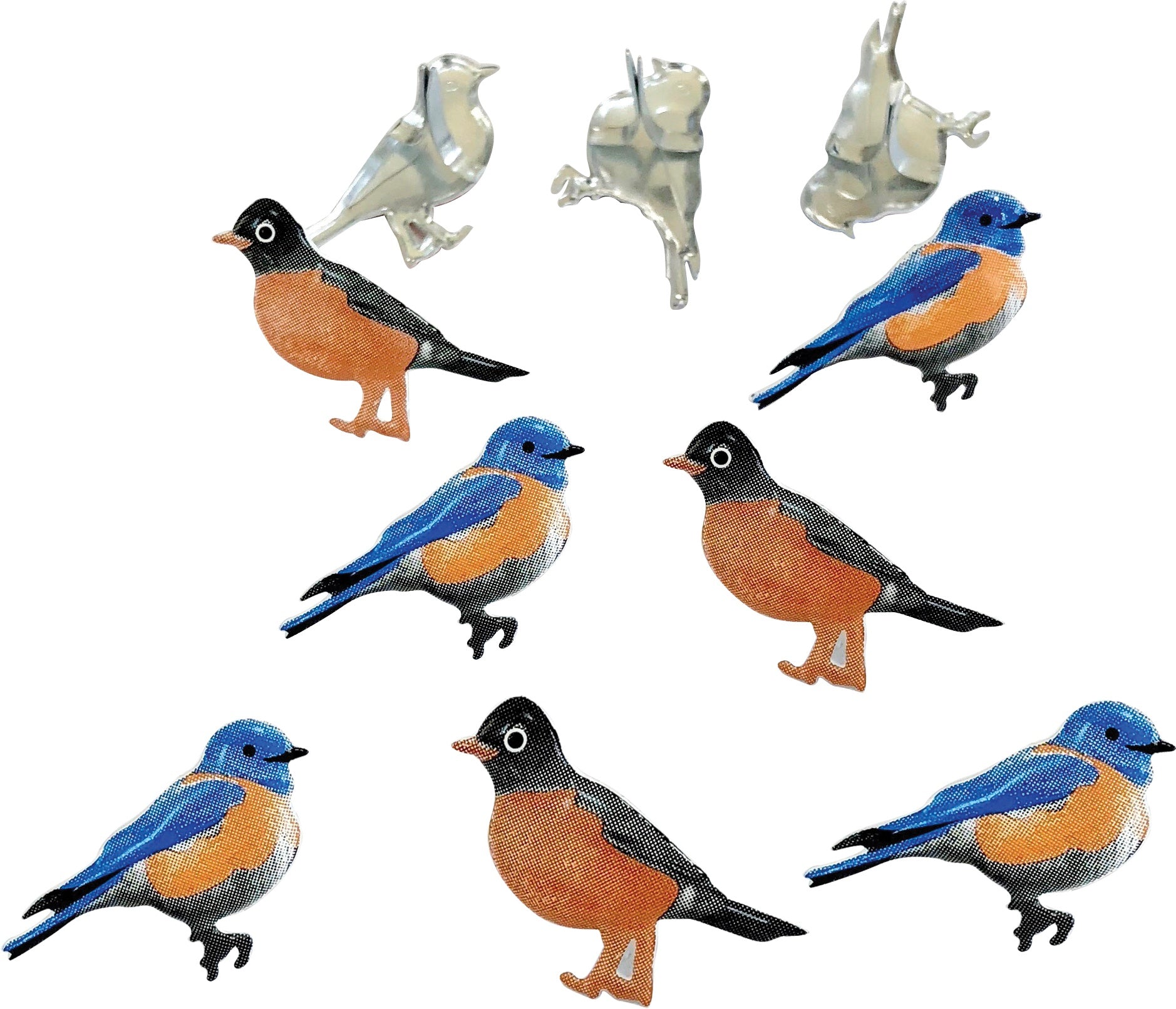 Eyelet Outlet Shape Brads 12/Pkg Blue Bird & Robin