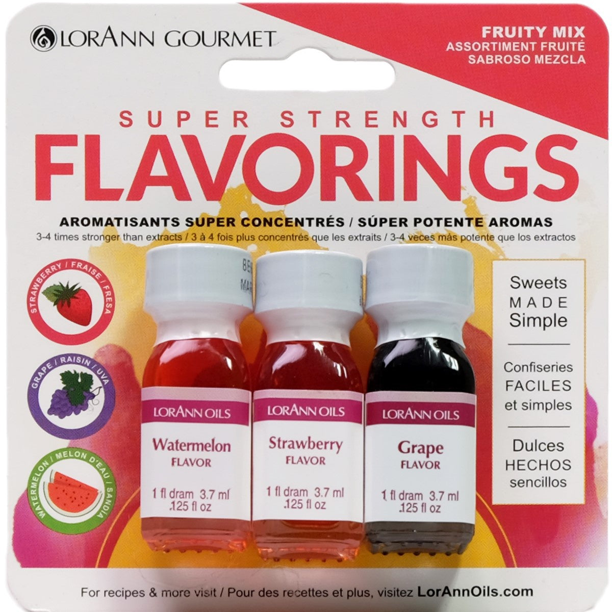 Candy & Baking Flavoring .125oz 3/Pkg Fruit-Watermelon/Strawberry/Grape