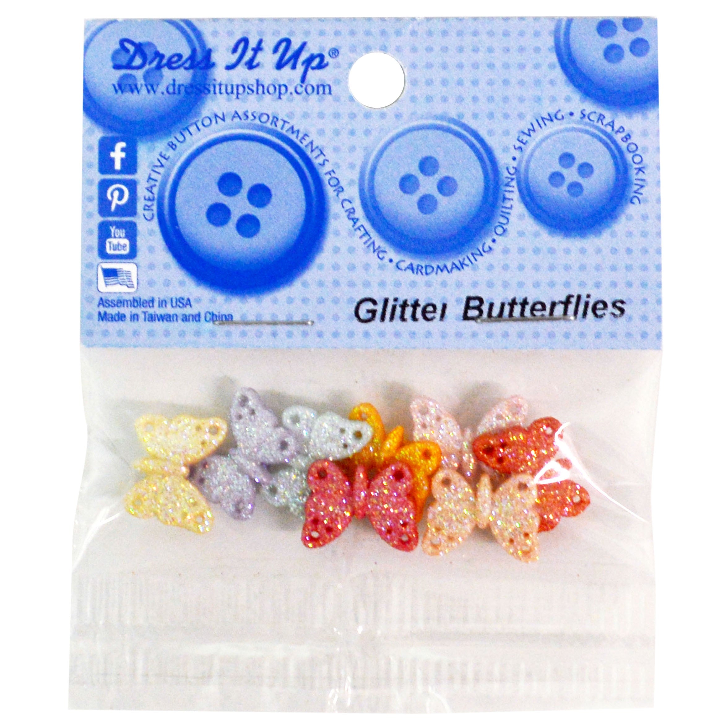 Dress It Up Embellishments-Glitter Butterflies