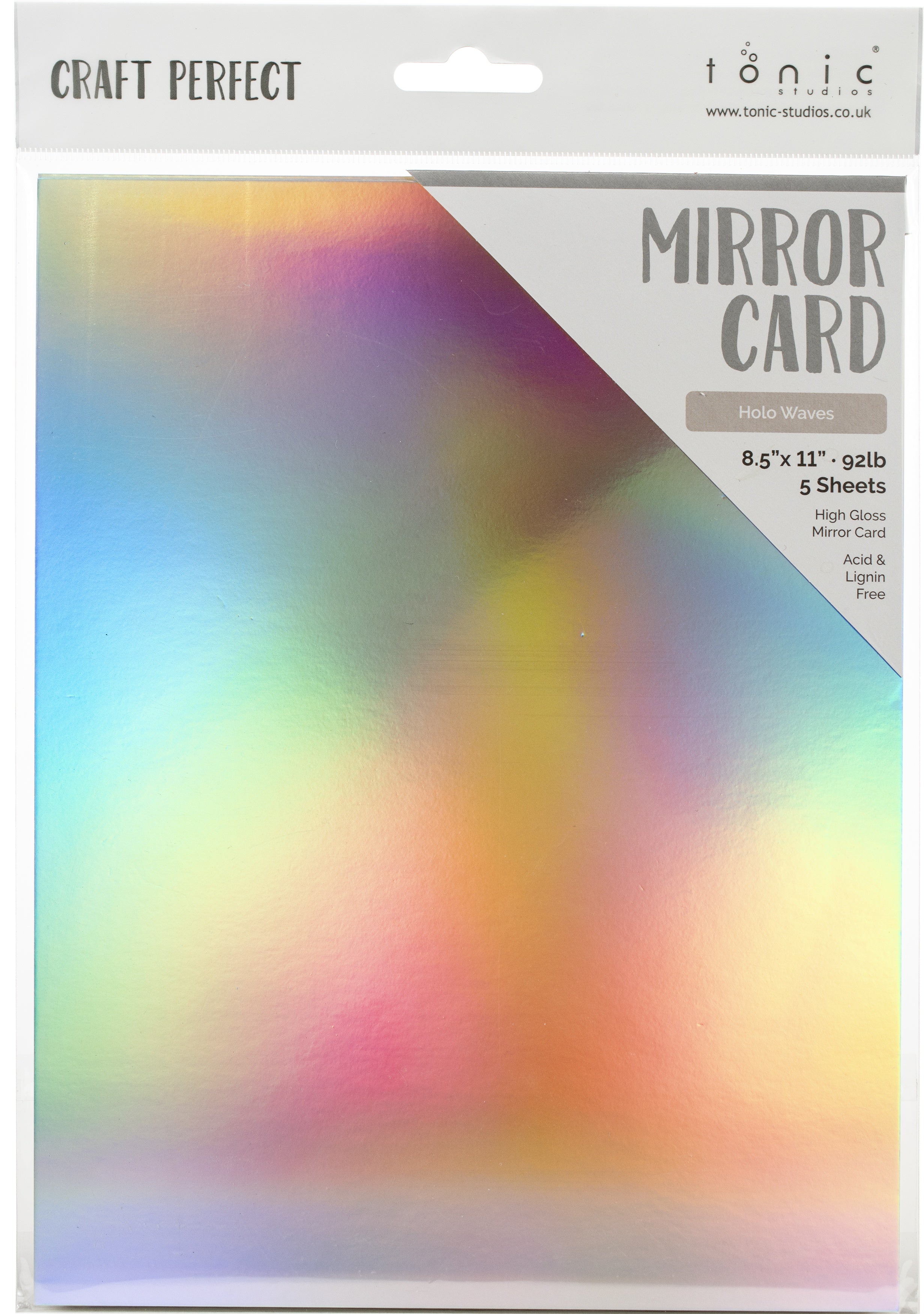 Craft Perfect Mirror Cardstock 8.5"x11" 5/Pkg Holo Waves