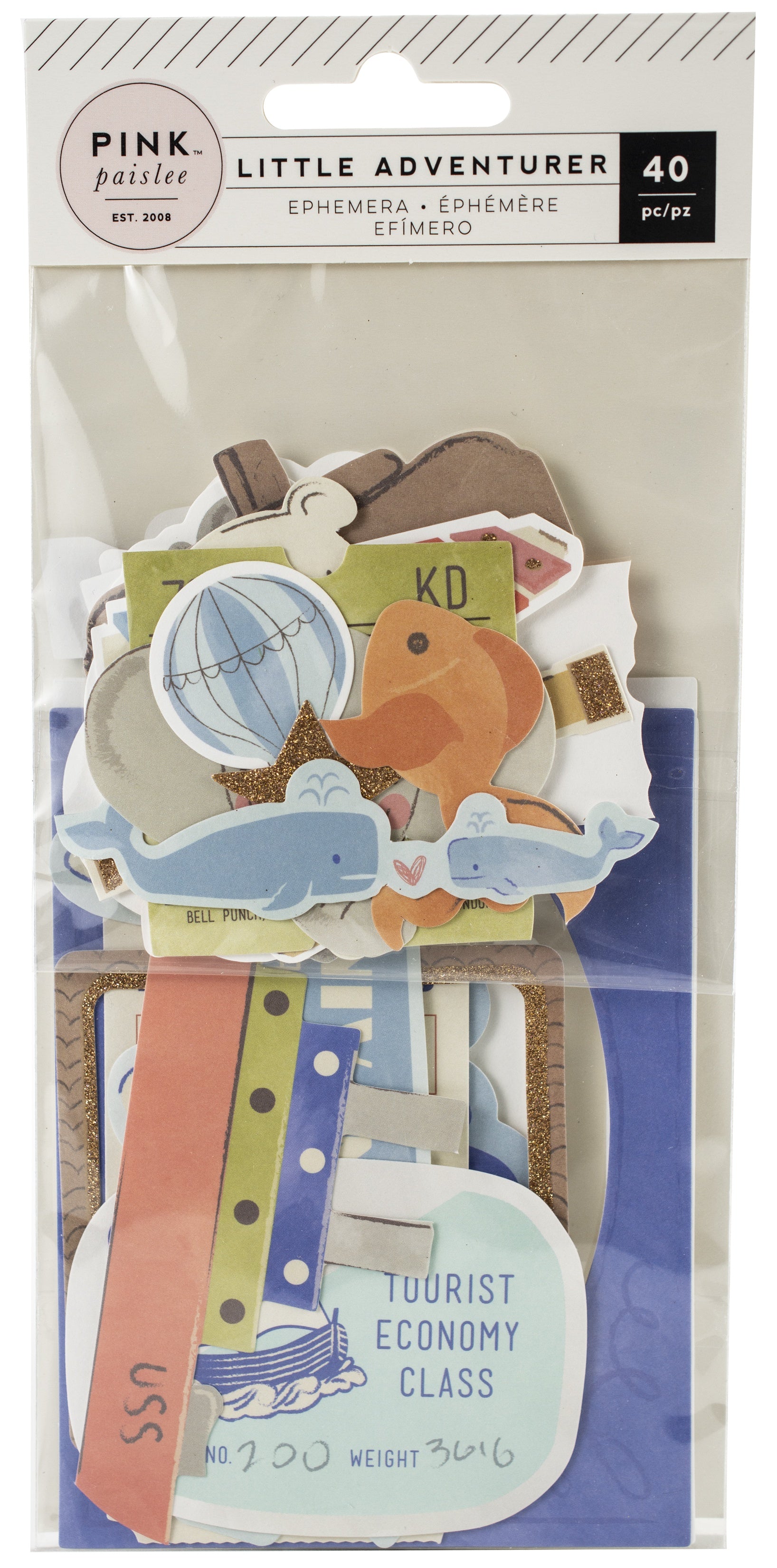 Little Adventurer Ephemera Cardstock Die-Cuts 40/Pkg Boy W/Rose Gold Glitter Accents
