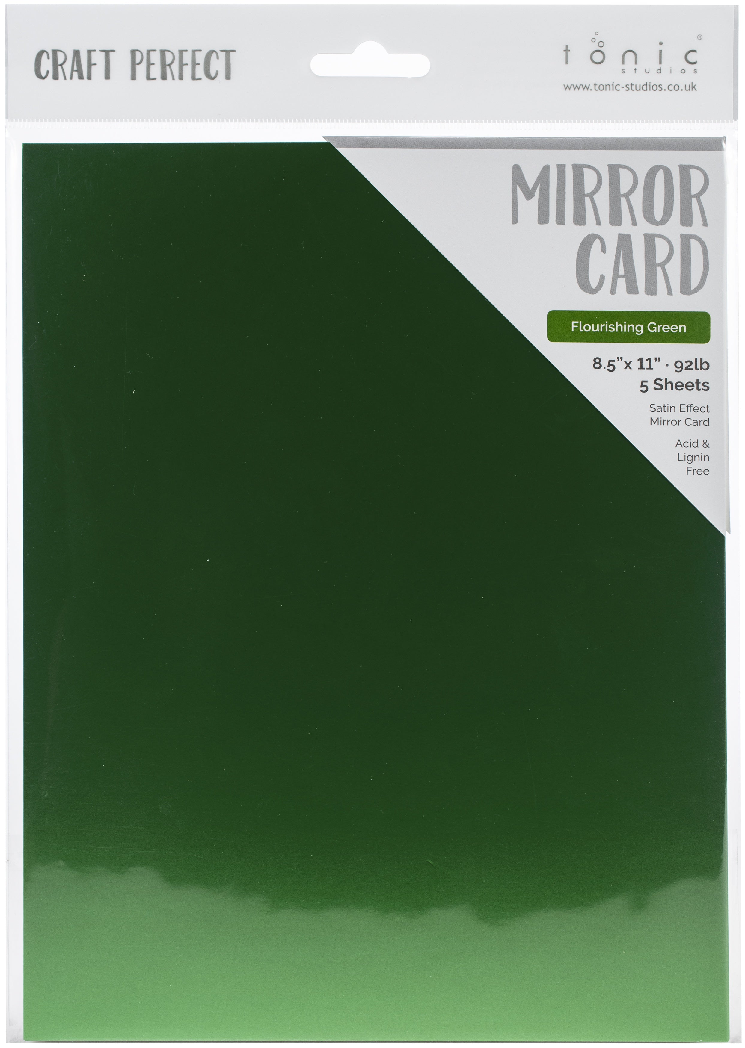 Craft Perfect Mirror Cardstock 8.5"X11" 5/Pkg Flourishing Green