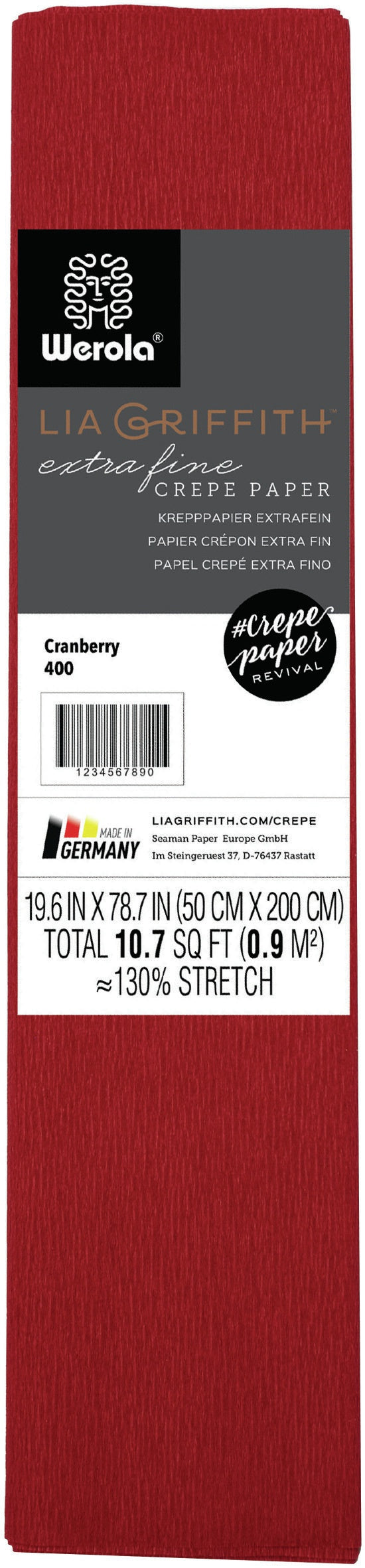 Extra Fine Crepe Paper 19.6"X78.7" Cranberry