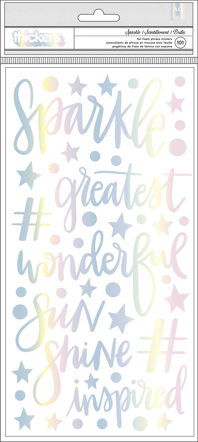 Shimelle Sparkle City Thickers Stickers 5.5"X11" 101/Pkg Sparkle Phrases & Icons/Foam