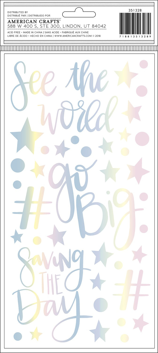 Shimelle Sparkle City Thickers Stickers 5.5"X11" 101/Pkg Sparkle Phrases & Icons/Foam