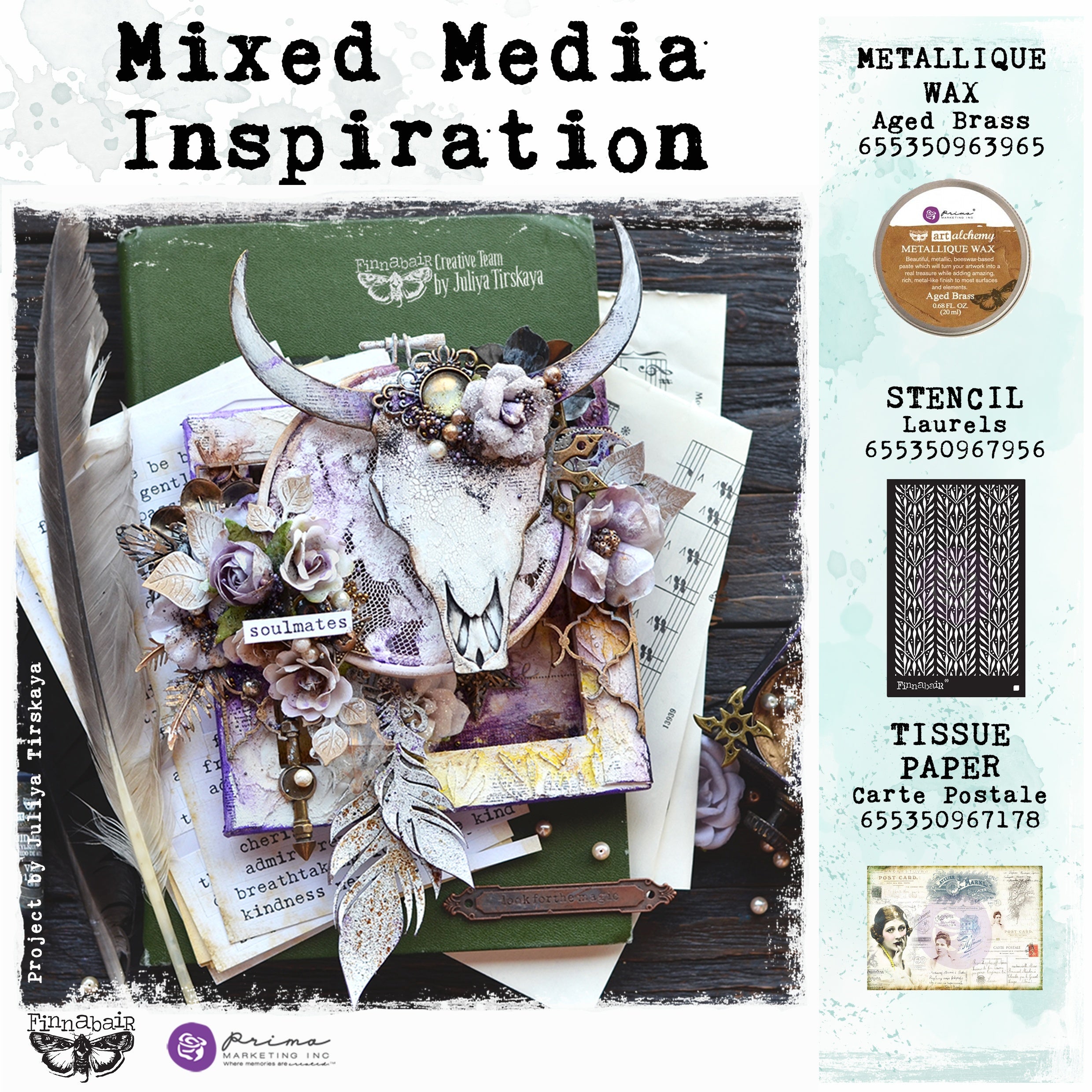Finnabair Mixed Media Tissue Paper 27.5"X19.7" 6/Pkg Carte Postale