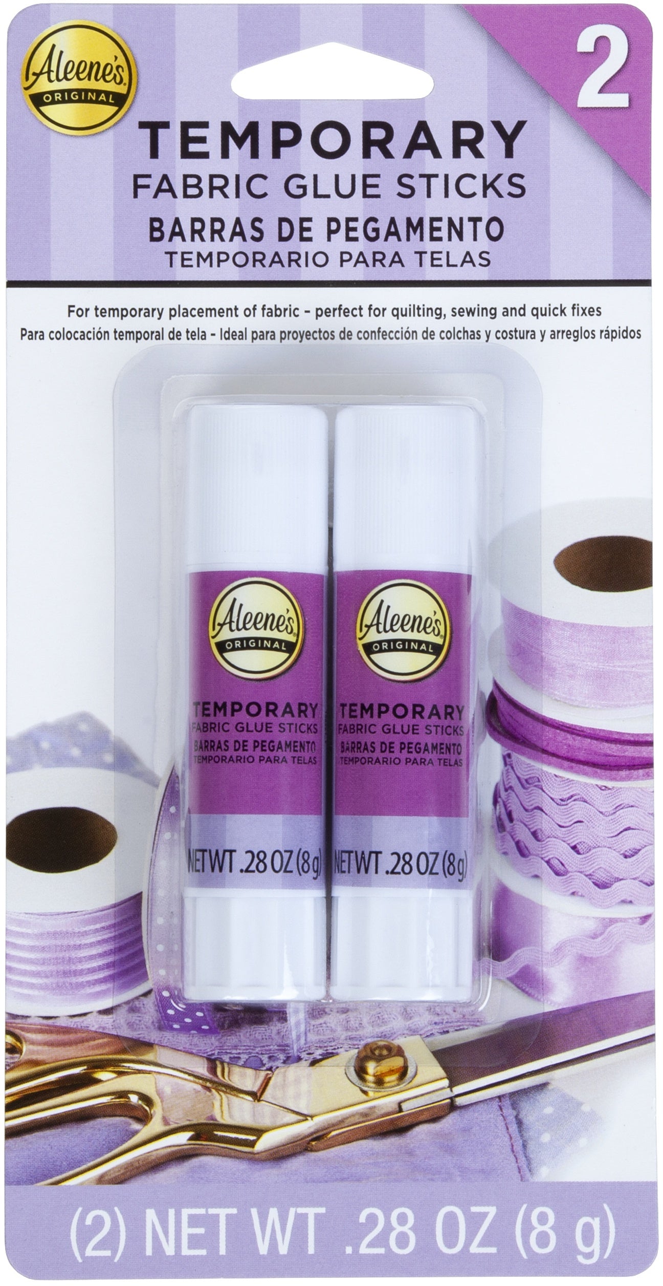 Aleene's Temporary Fabric Glue Sticks 2/Pkg .28oz 