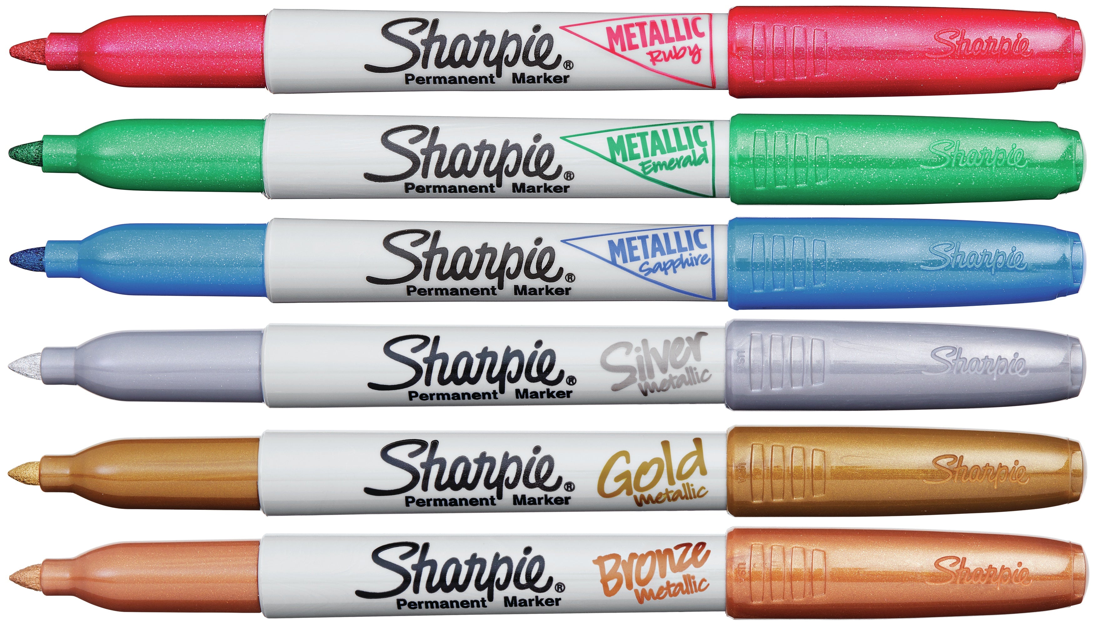 Sharpie Metallic Fine Point Permanent Markers 6/Pkg Ruby,sapphire,emerald,bronze,silver,gold