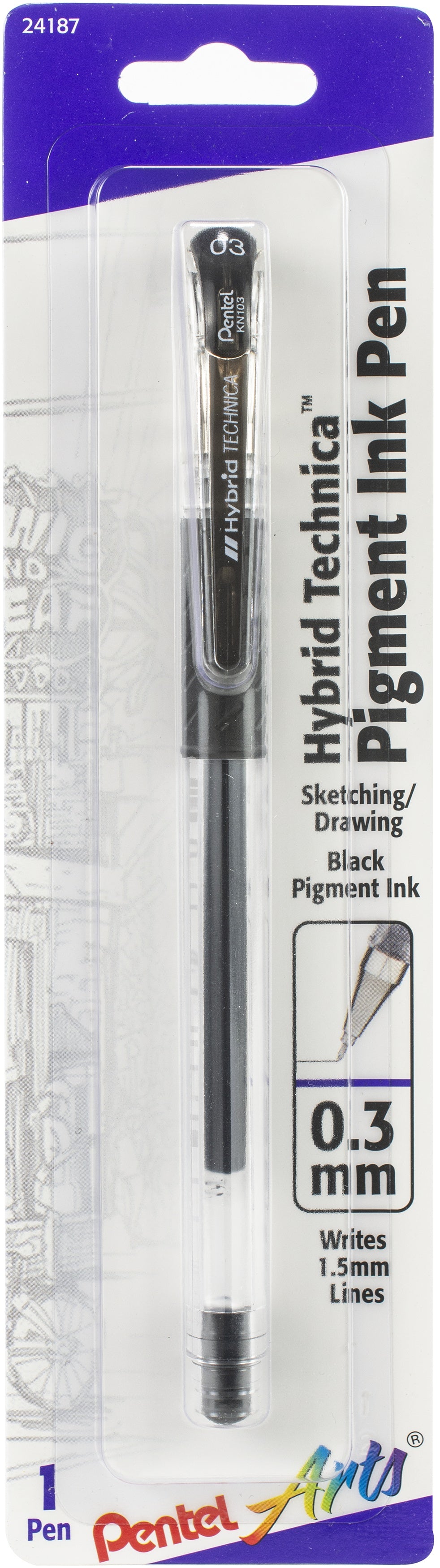 Pentel Hybrid Technica Liquid Gel Pen .3mm 1/Pkg Black