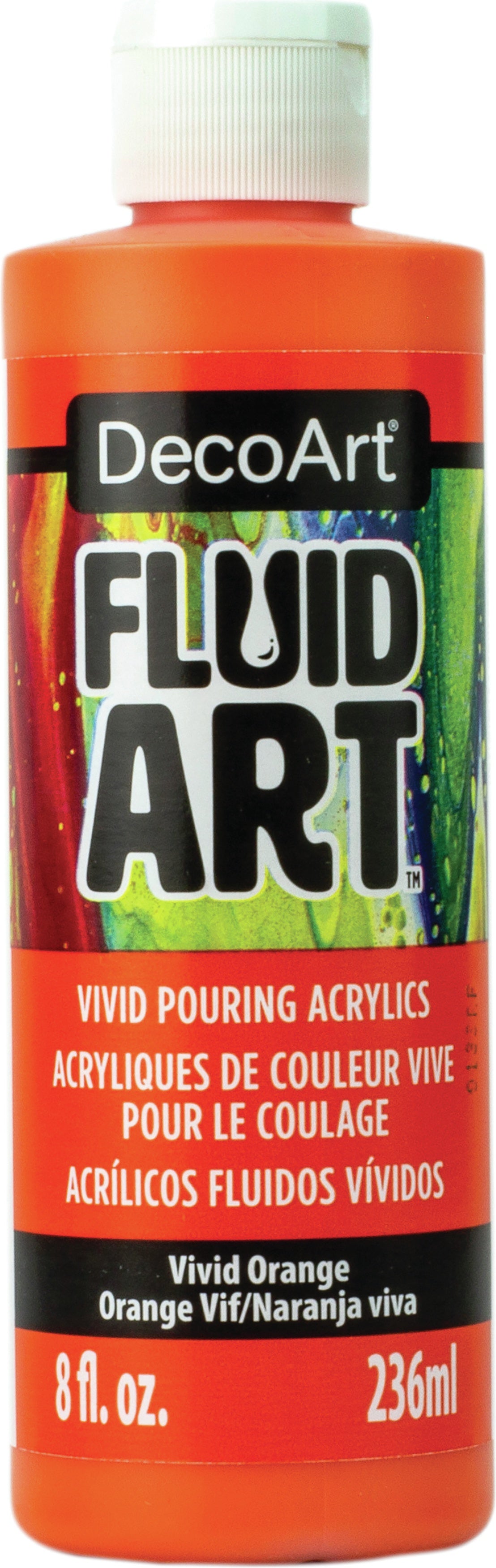 DecoArt FluidArt Ready-To-Pour Acrylic Paint 8oz Vivid Orange