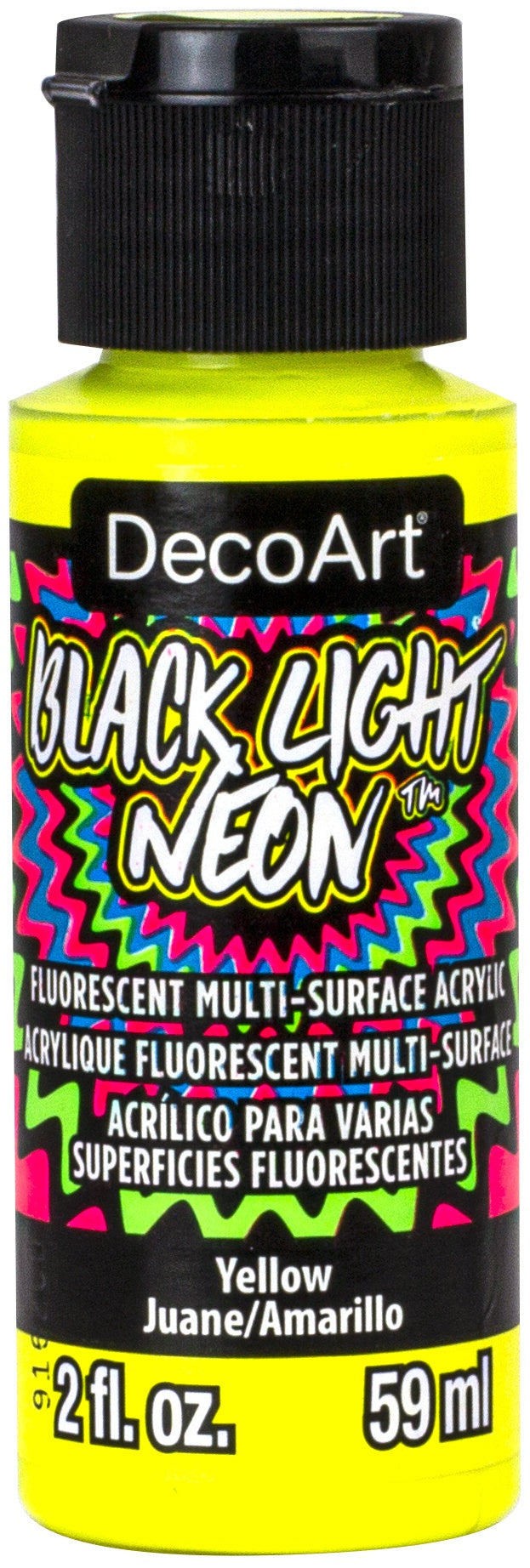 Americana Black Light Neon Acrylic Paint 2oz Yellow