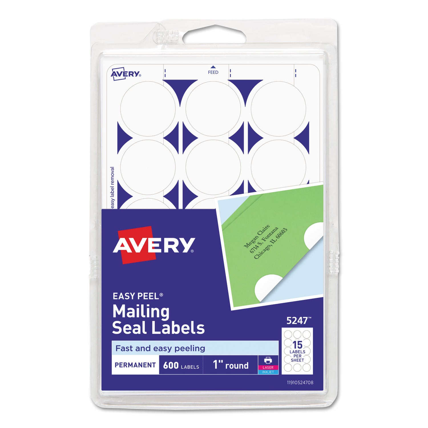 Avery® Printable Mailing Seals, 1" dia., White, 600/Pack