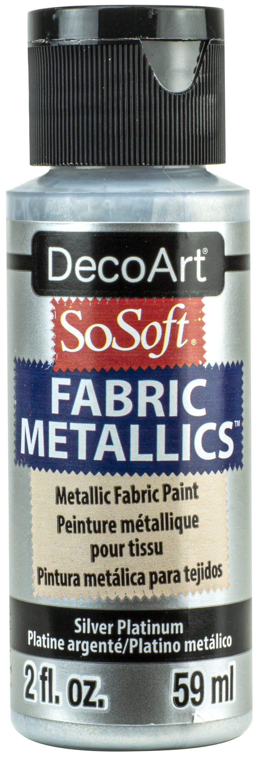 SoSoft Fabric Acrylic Metallic Paint 2oz Silver Platinum