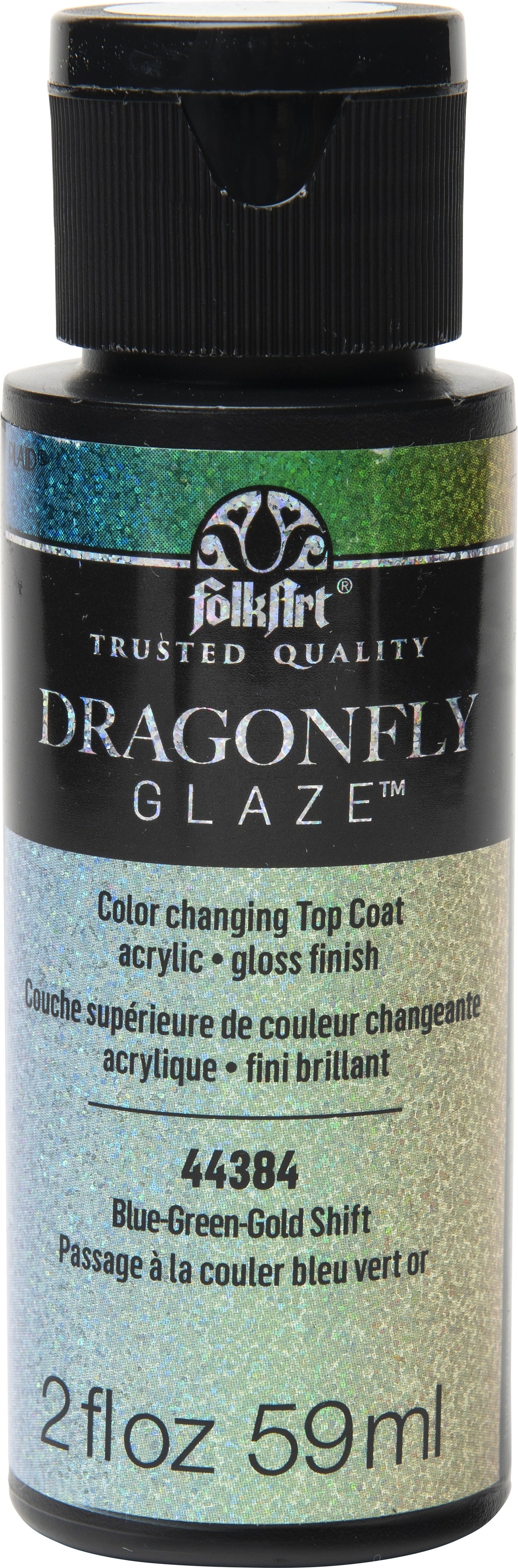 Folkart Dragonfly Glaze Topcoat 2.5oz Blue, Green, Gold Shift