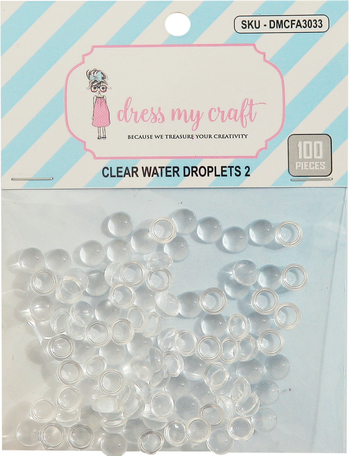 Dress My Crafts Water Droplet Embellishments 100/Pkg #2, 6mm