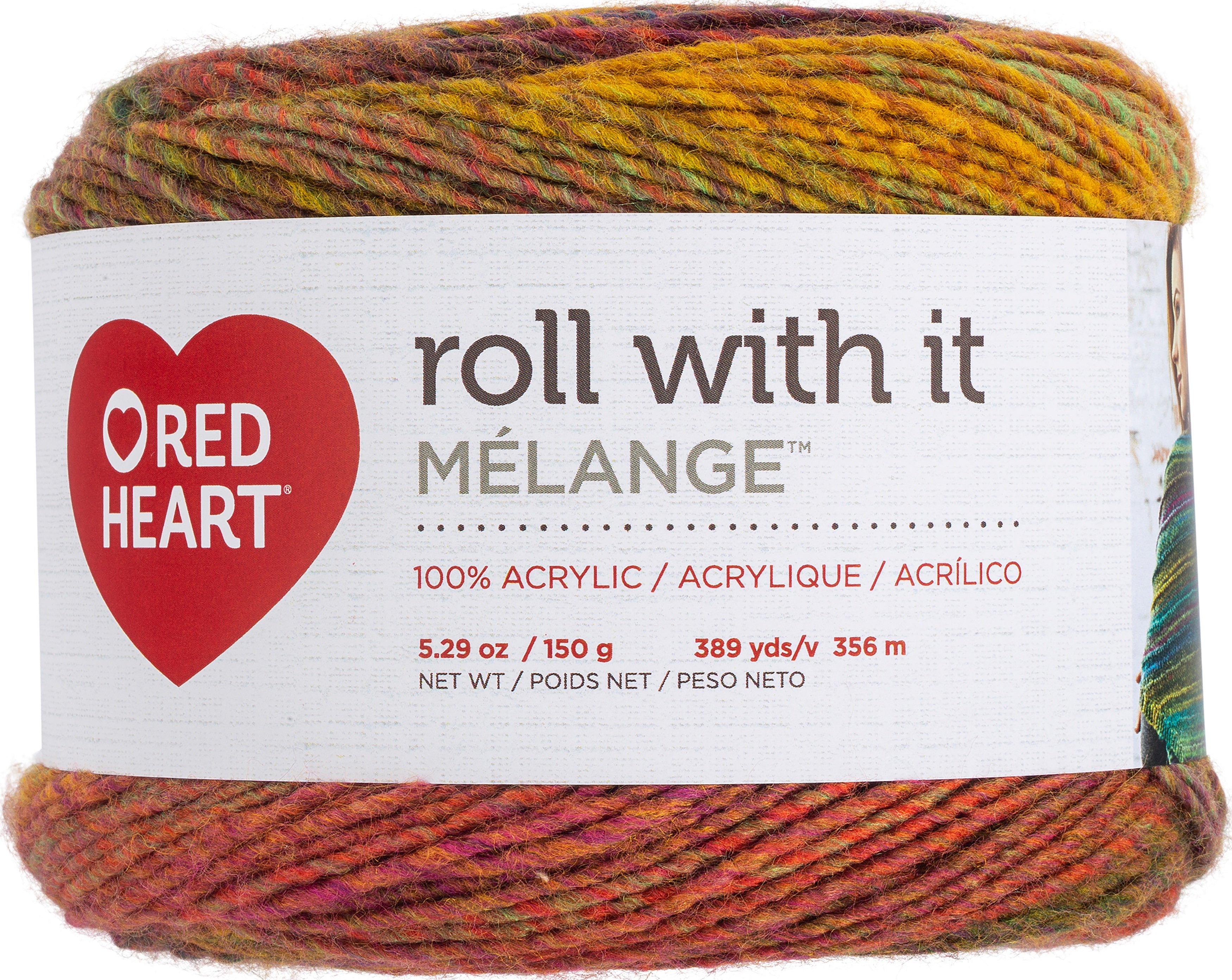 Red Heart Yarn Roll With It Melange Curtain Call