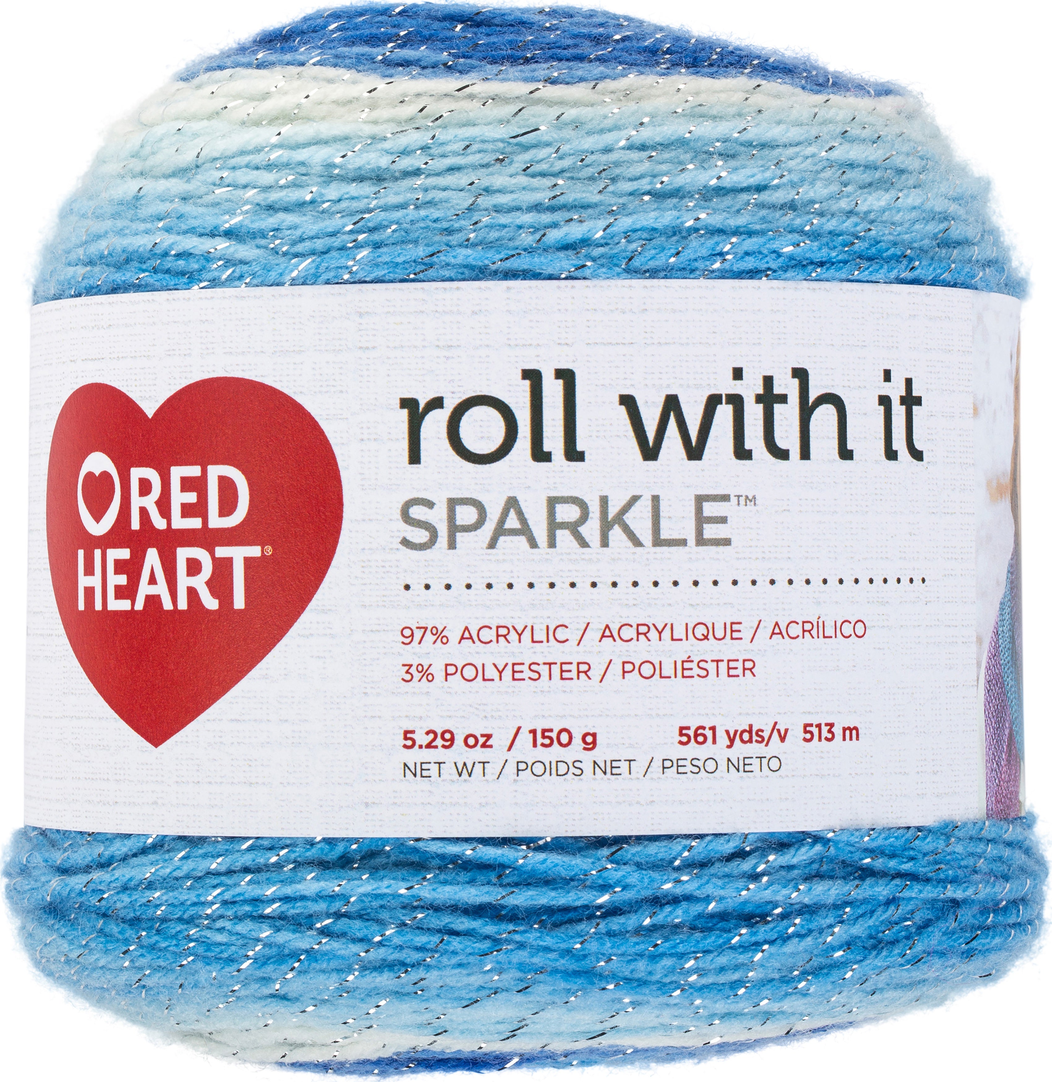 Red Heart Yarn Roll With It Sparkle Krystal