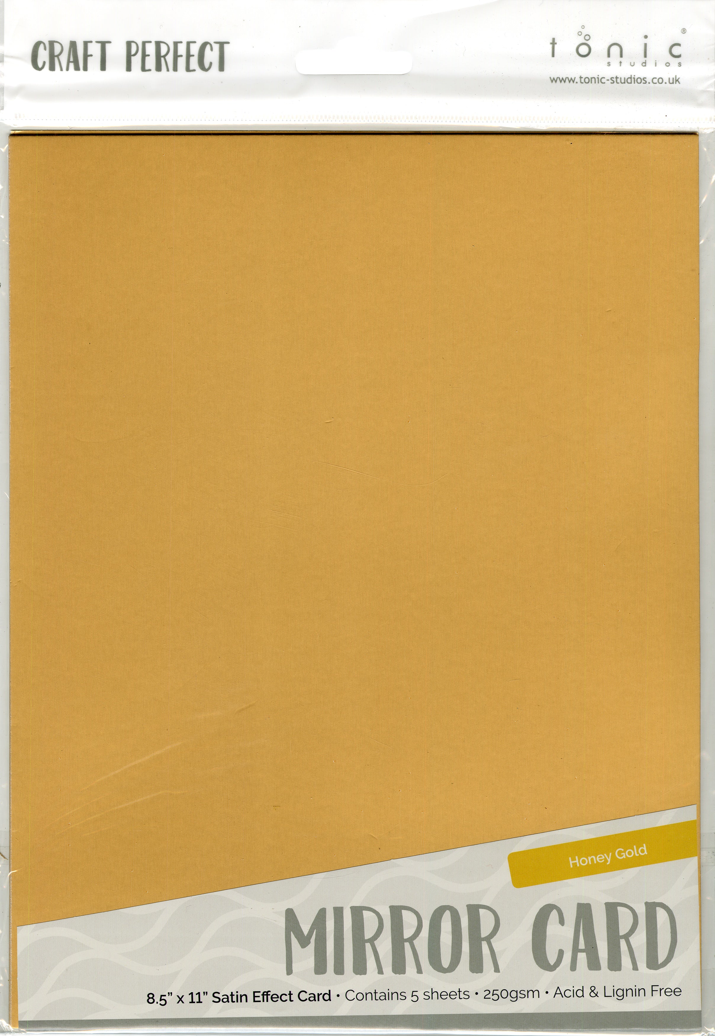 Craft Perfect Mirror Cardstock 92lb 8.5"X11" 5/Pkg Satin Honey Gold
