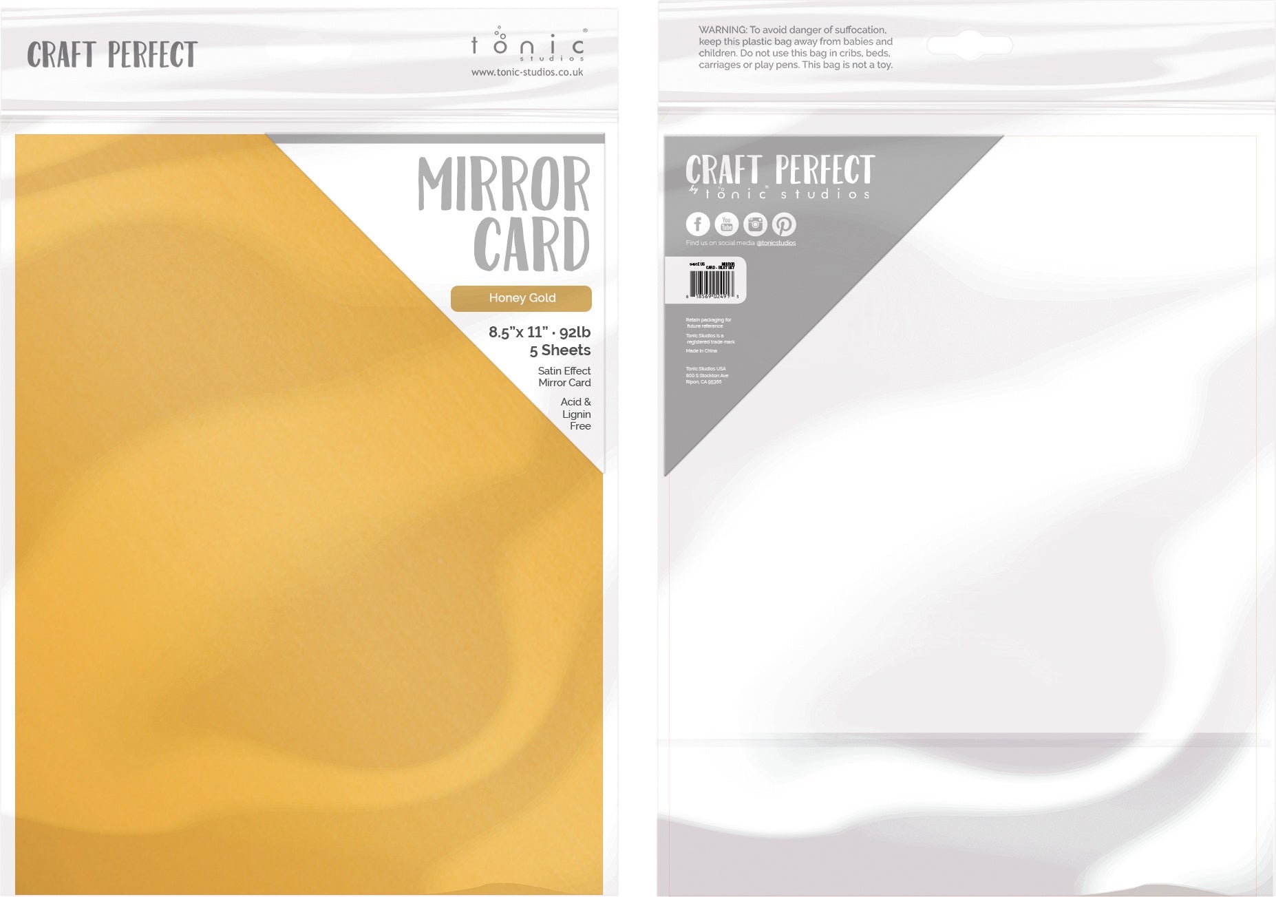 Craft Perfect Mirror Cardstock 92lb 8.5"X11" 5/Pkg Satin Honey Gold