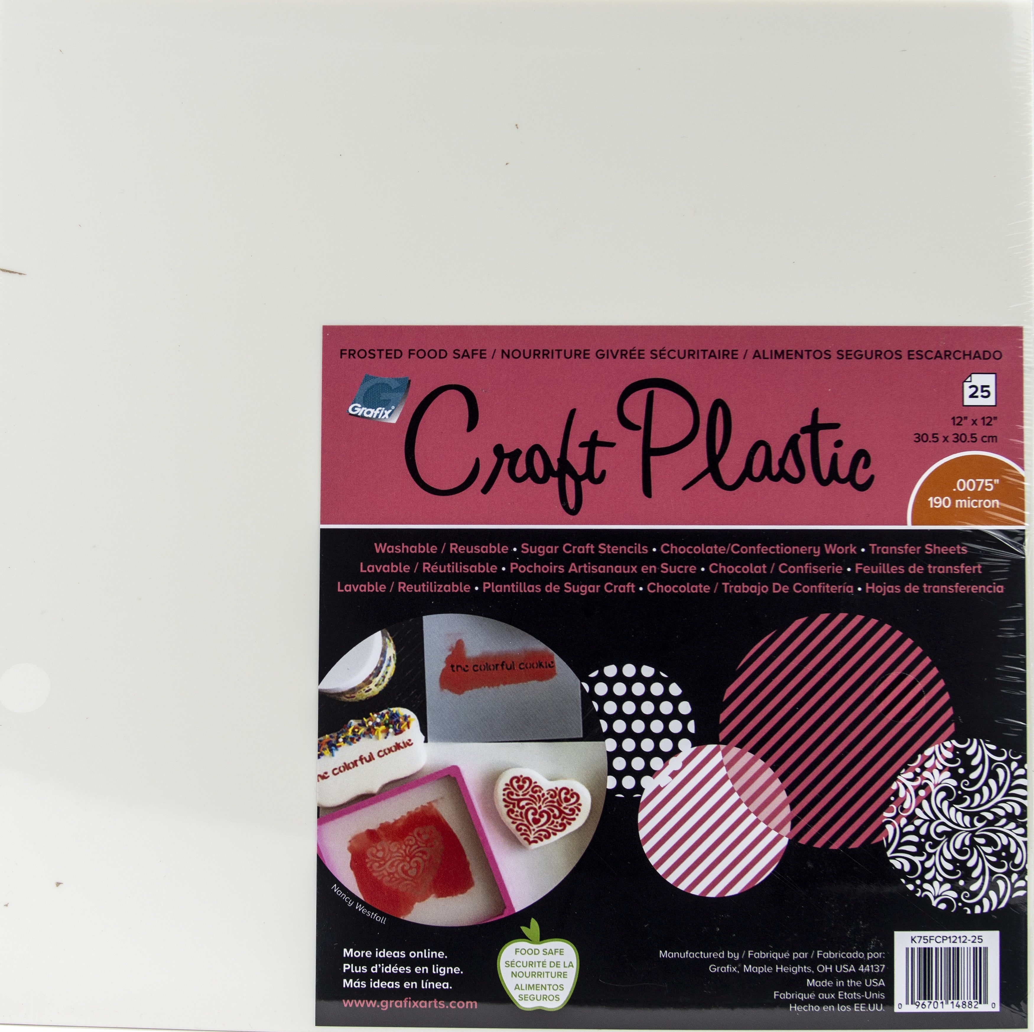 Grafix Foodsafe Craft Plastic Sheets 12"X12" 25/Pkg Frosted .0075