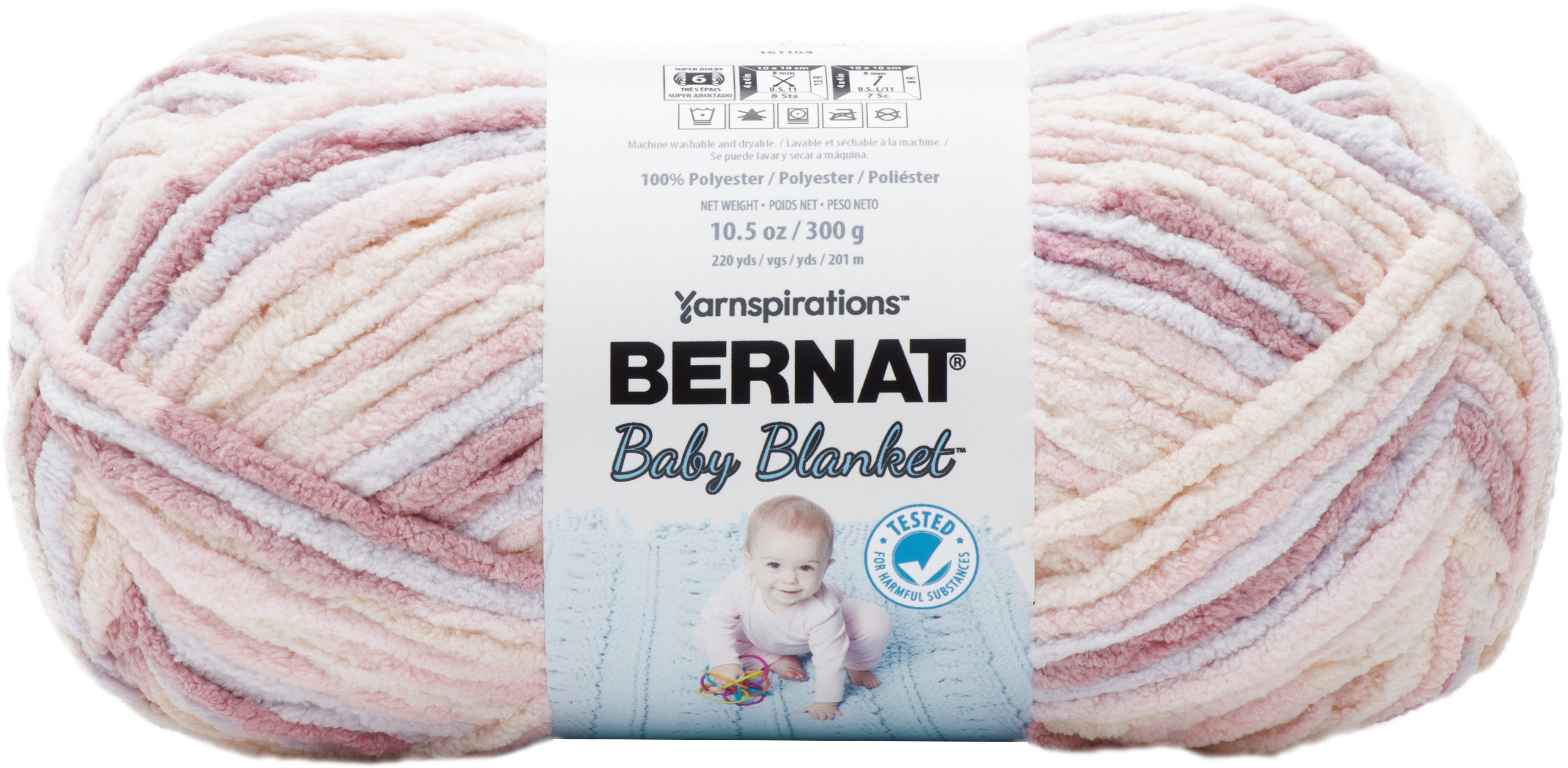 Bernat Baby Blanket Big Ball Yarn Raspberry Kisses
