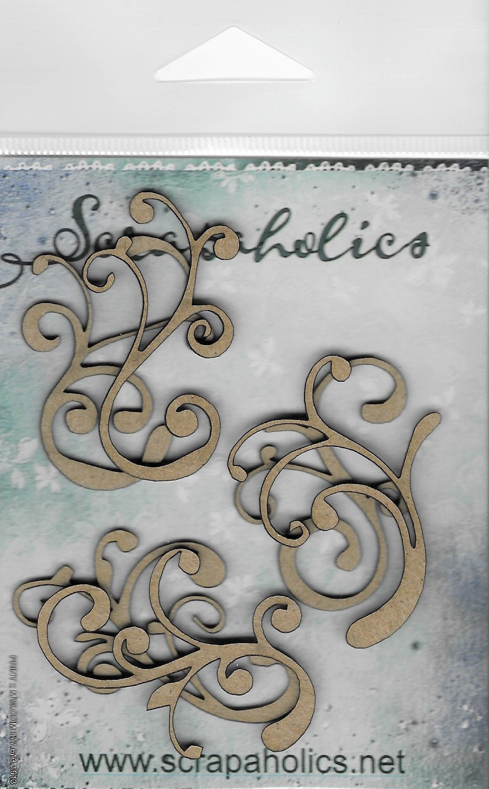 Scrapaholics Laser Cut Chipboard 1.8mm Thick Flourish Bits, 6/Pkg, 1.25"X2"