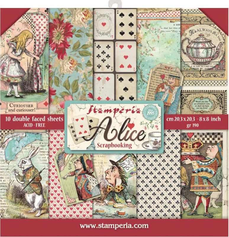 Stamperia Double-Sided Paper Pad 8"X8" 10/Pkg Alice, 10 Designs/1 Each
