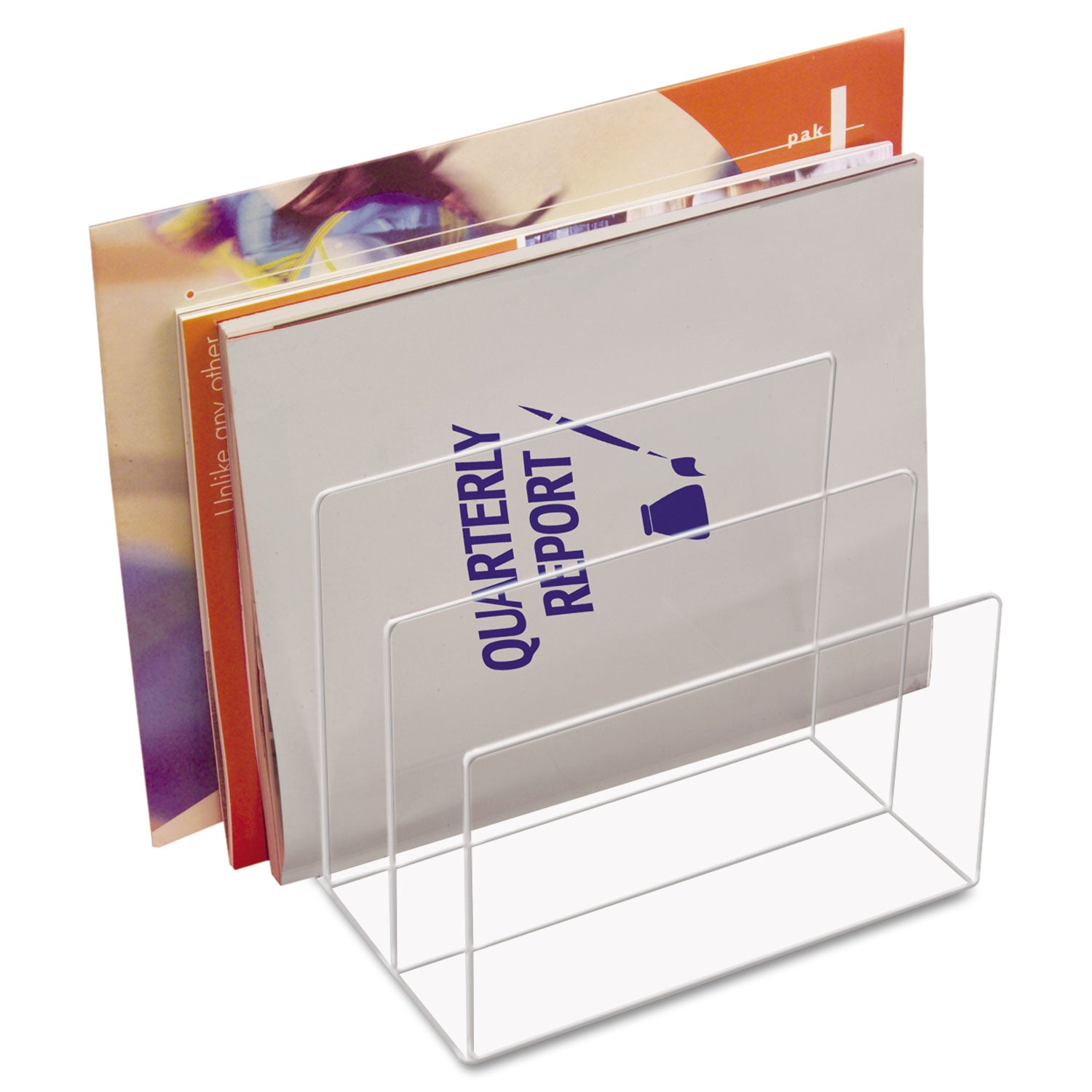 Kantek Clear Acrylic Desk File, Three Sections, 8 x 6 1/2 x 7 1/2, Clear