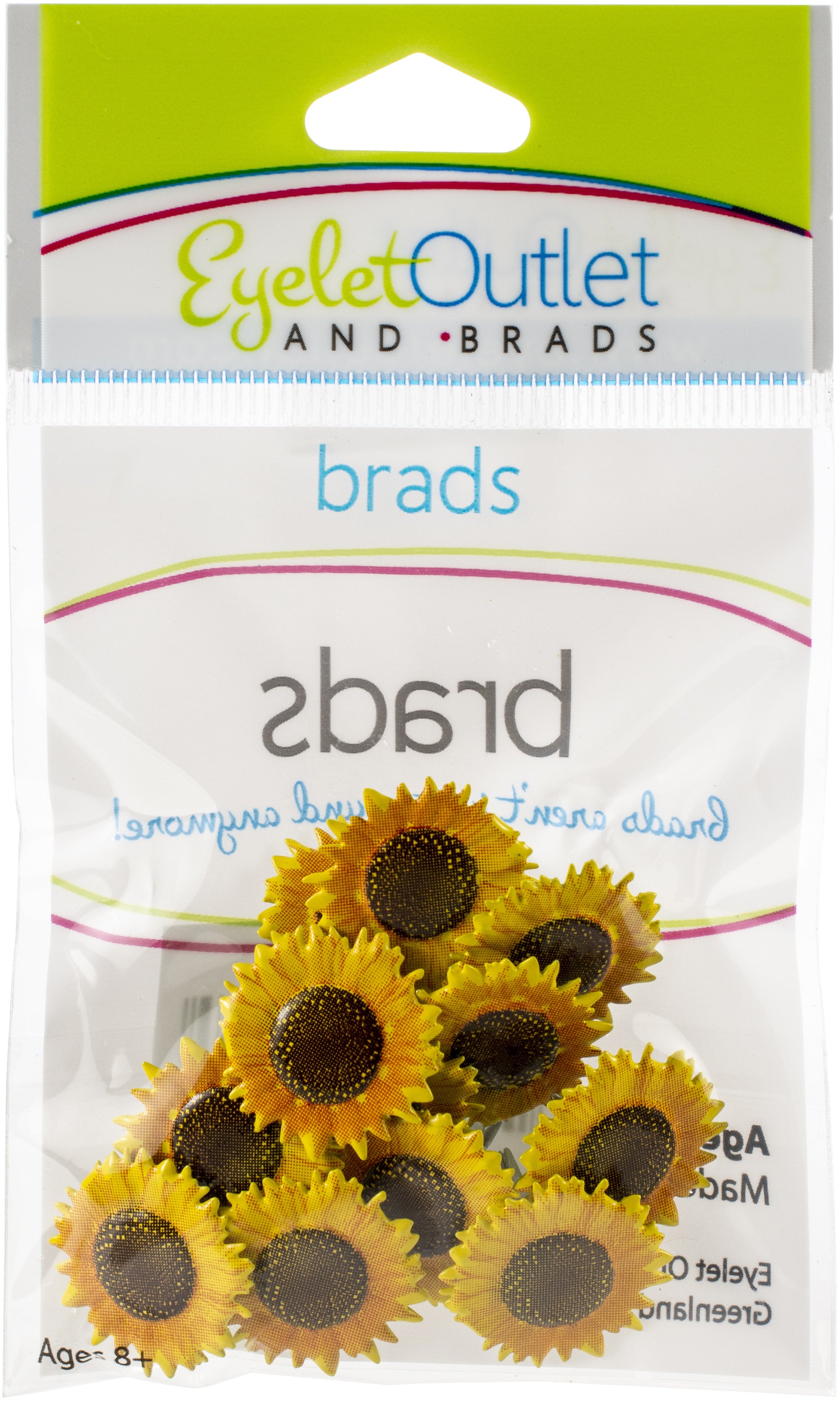 Eyelet Outlet Shape Brads 12/Pkg Sunflower