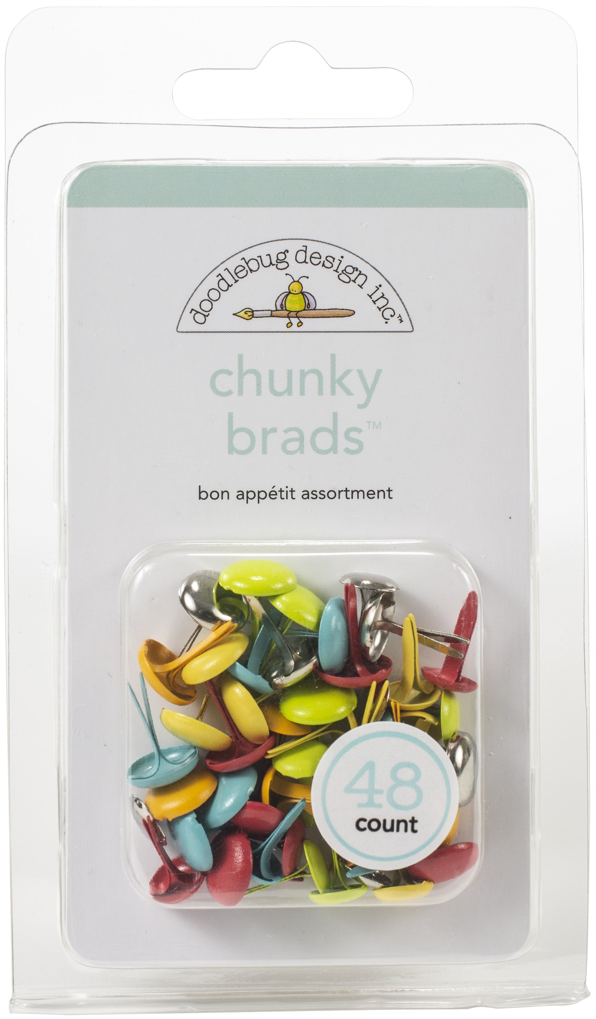 Doodlebug Chunky Brads 48/Pkg Bon Appetit, I Heart Travel